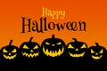 Happy Halloween banner background with Jack o` lantern pumpkins Royalty Free Stock Photo