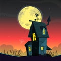 Cartoon haunted old house. Vetor illustration isolated Royalty Free Stock Photo
