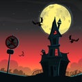 Cartoon haunted old house. Vetor illustration isolated Royalty Free Stock Photo