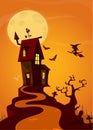 Cartoon haunted old house. Vetor illustration isolated Royalty Free Stock Photo