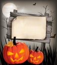 Halloween background with two pumpkins. Royalty Free Stock Photo