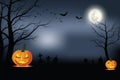 Halloween background vector with orange pumpkin. Royalty Free Stock Photo