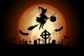 Halloween Background with Whitch and Zombie. Royalty Free Stock Photo