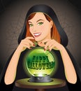 Halloween background with witch. Royalty Free Stock Photo