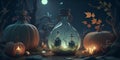 Halloween Background. Witchcraft, brew, magic creepy illustration. Generative AI