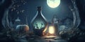 Halloween Background. Witchcraft, brew, magic creepy illustration. Generative AI