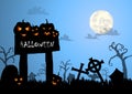 Halloween background and wood sign Royalty Free Stock Photo