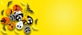 Halloween background for your website spooky or banner template about halloween day on yellow background.