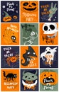 Halloween backgrounds collection. Helloween greeting card and poster, party sign. Concept illustration with Sign and