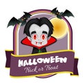 Halloween badge with vampire cartoon