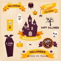 Halloween Badges and Labels in Vintage style.