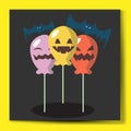 Halloween Balloon Expressions Design Vector Illustration