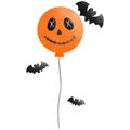 Halloween balloon and three bats flying