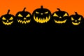 Halloween banner background with Jack o` lantern pumpkins Royalty Free Stock Photo