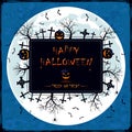 Halloween banner on blue grunge background Royalty Free Stock Photo