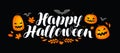 Halloween banner, greeting card. Pumpkin, holiday symbol. Lettering vector illustration Royalty Free Stock Photo