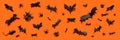 Halloween banner orange background black bats spiders Royalty Free Stock Photo