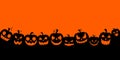 Halloween banner - row of pumpkins over orange background, vector Royalty Free Stock Photo