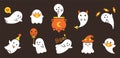 Halloween banner rwith ghost. Vector cute ghost clip art