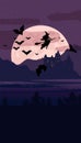 Halloween banner, Flying witch ,draculas castle Royalty Free Stock Photo