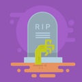 Halloween Banner Tomb Stone Zombie Hand From Ground Royalty Free Stock Photo