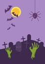 Halloween Banner. Tomb Stone Zombie Hand From Ground. Royalty Free Stock Photo