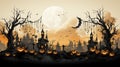 Halloween banner with white background and tress Royalty Free Stock Photo