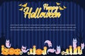 Halloween banners with cute ghost, skull, candle and pumpkins Royalty Free Stock Photo