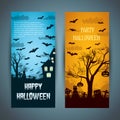 Halloween Banners With Flying Bats Royalty Free Stock Photo