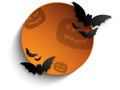 Halloween Bat Circle Frame Pumpkin Background Vect
