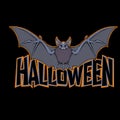 Halloween bat inscription black background vector illustration Royalty Free Stock Photo
