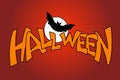 Halloween bat moon inscription Royalty Free Stock Photo