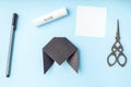 Halloween bat origami, step by step instruction, simple diy with kids, step 5 Royalty Free Stock Photo