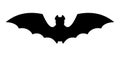 Halloween bat silhouette. Horror, creepy flying vampire.