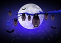 Halloween bats on branches Royalty Free Stock Photo