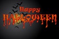 Halloween bats moon scary night party bloody red text word background card Royalty Free Stock Photo