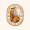 Halloween Beer party patch. Halloween retro badge, pin. Sticker for shirt or logo, print, seal, stamp. Skeleton hand