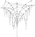 Halloween big scary black spider web hang on white background Royalty Free Stock Photo