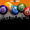 Halloween bingo 3D balls on graveyard