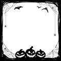 Halloween black frame with bats and Jack O` Lanterns. Vector poster illustration Royalty Free Stock Photo