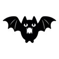 Halloween black bat flying flat Royalty Free Stock Photo