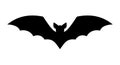 Halloween black bat icon. Flying vampire silhouette.