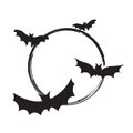 Halloween black bat icon set, Bats Silhouettes, on white background. Royalty Free Stock Photo