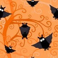 Halloween black bats seamless pattern