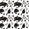 The hand painted oil paste black cat pattern