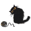 The hand painted oil paste black cat