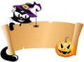 Halloween black cat scroll banner Royalty Free Stock Photo