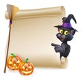 Halloween black cat Scroll Royalty Free Stock Photo