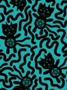 Halloween black cats seamless monsters pattern for wrapping and kids clothes print and accessories and fabrics