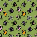 Halloween black cats seamless pattern for clothes print and wrapping and accessories and fabrics and kids and festive